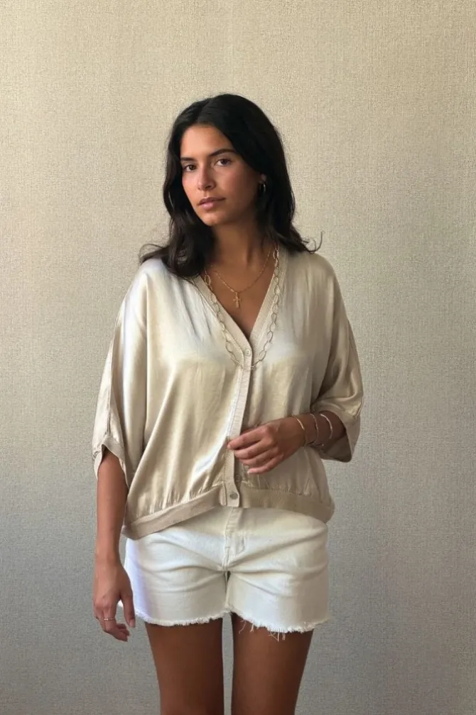 Chaqueta tipo bomber beige