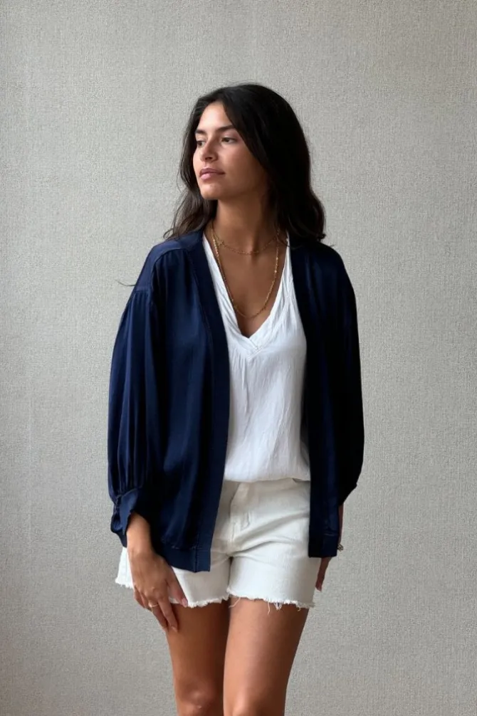 Chaqueta tipo bomber sin botones marino
