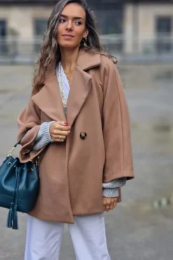 Chaquetón camel tipo paño