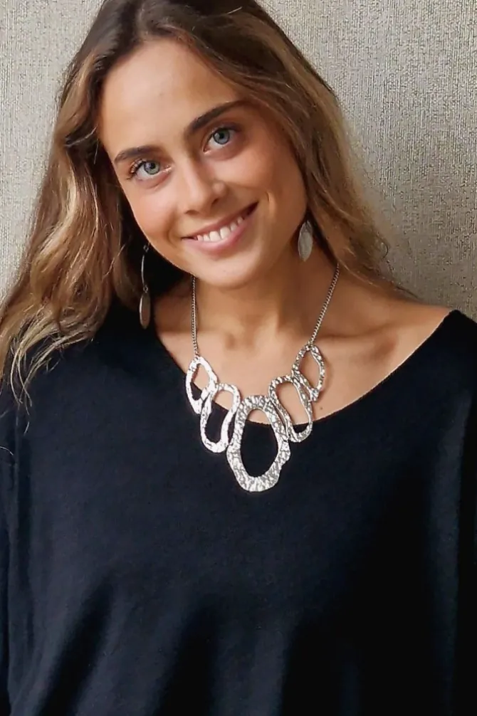 Collar acero huella Plateado
