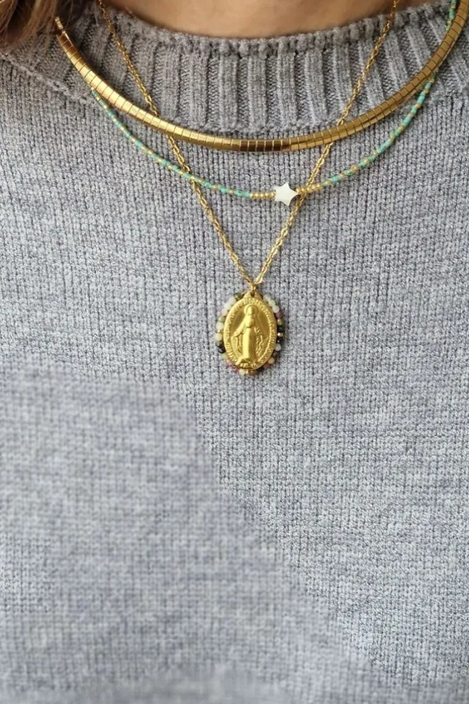 Collar chocker de acero dorado