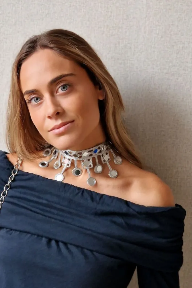 Collar choker de espejos plata