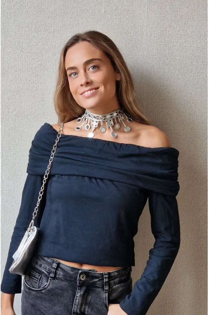 Collar choker de espejos plata