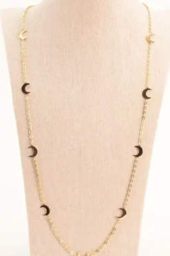 Collar de acero largo con medias lunas