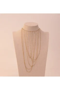 Collar largo redes irregulares Dorado