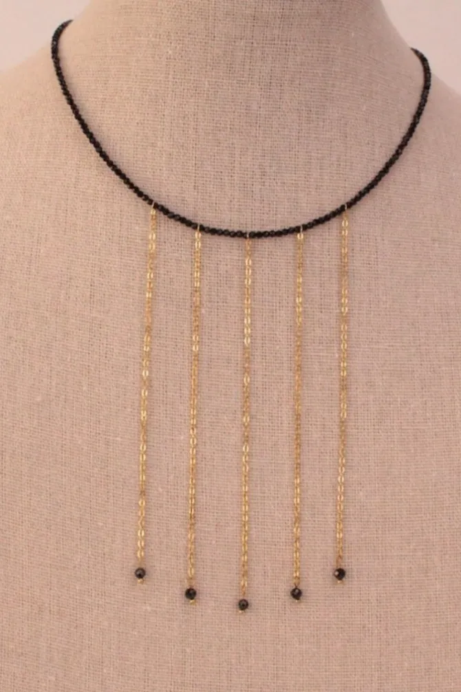 Collar lluvia cristal acero Negro