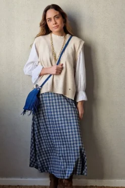 Falda de cuadros vichy azul