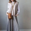 Falda de cuadros vichy beige