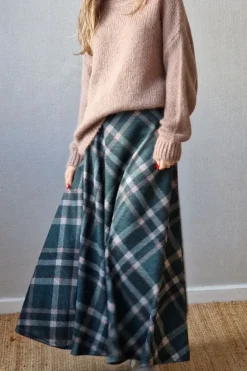 Falda evasé cuadros Gredos verde