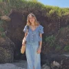 Falda larga denim azul claro