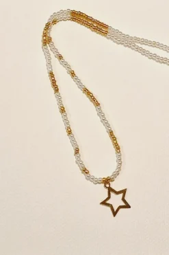Gargantilla de acero perlitas y estrellas