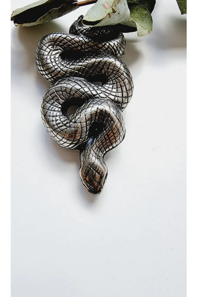 Hebilla plateada de serpiente ancha