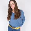 Jersey básico cuello pico azul