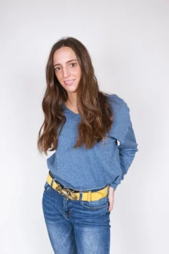 Jersey básico cuello pico azul