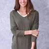 Jersey básico de cuello pico verde militar