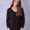 Jersey básico negro de cuello pico