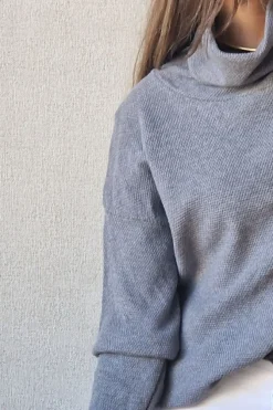 Jersey de cuello cisne punto frio gris
