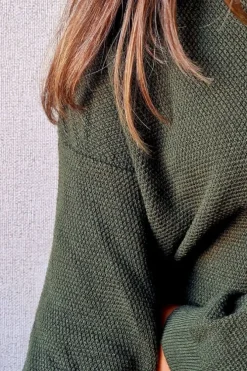Jersey de cuello cisne punto frio verde militar