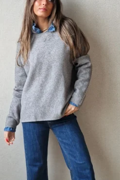 Jersey de cuello redondo con pespunte