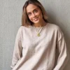 Jersey de mujer con codera de estrellas beige