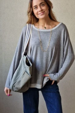Jersey fino con detalle lurex gris