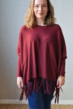 Jersey granate oversize de flecos