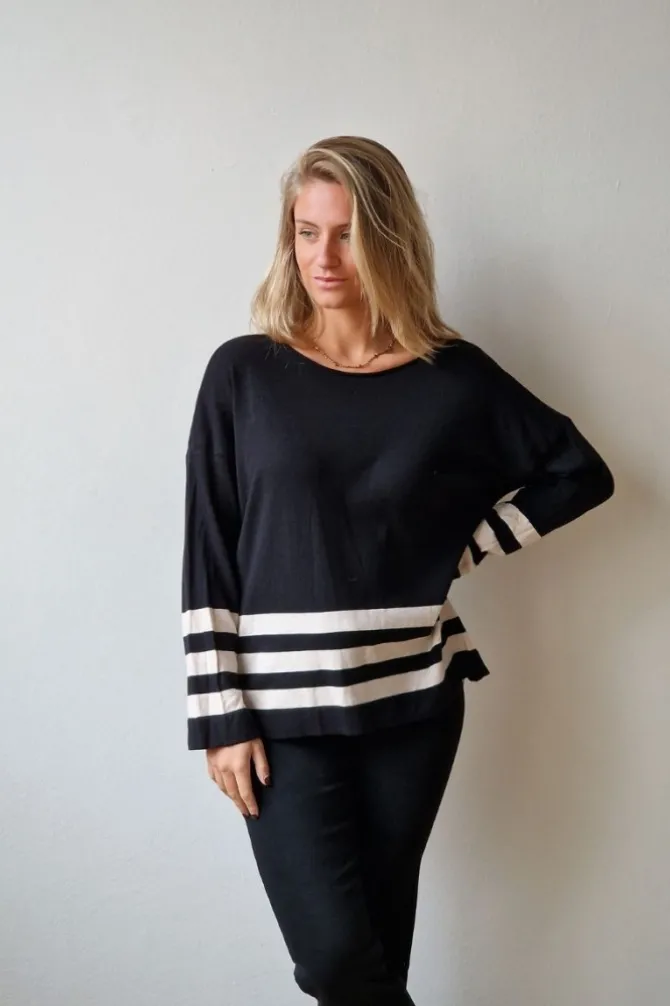 Jersey Negro Rayas Beige