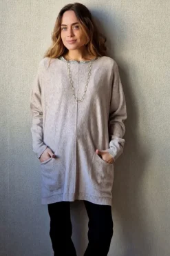 Jersey oversize bolsillos beige