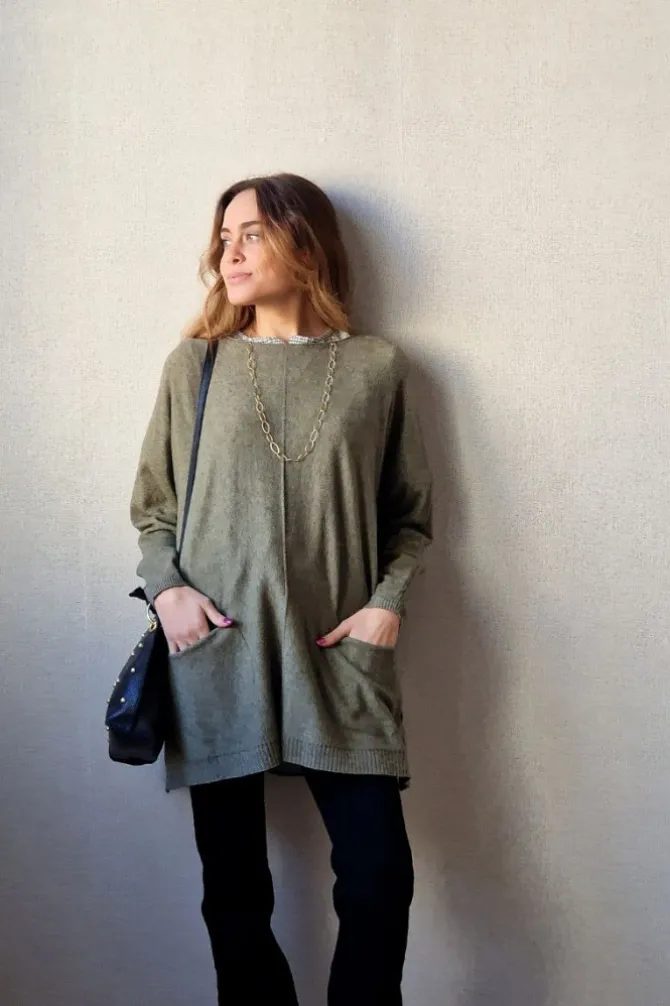 Jersey oversize bolsillos verde militar
