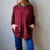 Jersey oversize con botones granate