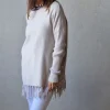 Jersey oversize de flecos crudo