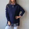 Jersey oversize de flecos azul