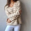 Jersey rayas doradas de punto fino camel