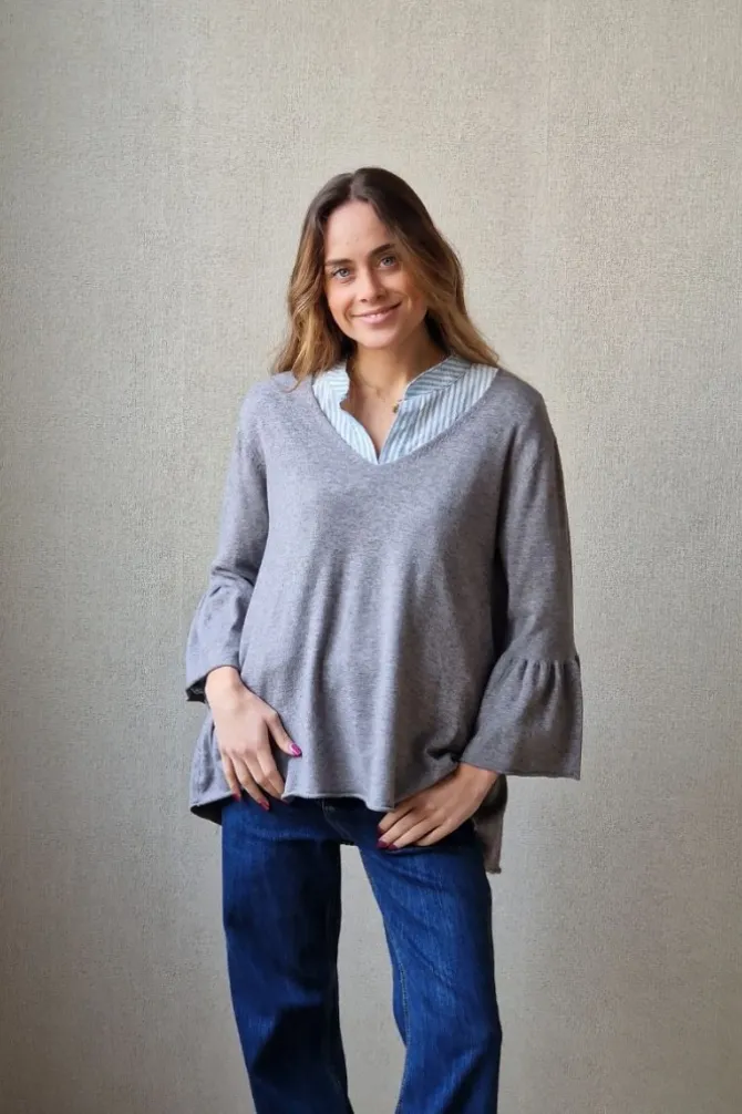 Jersey volante mangas gris