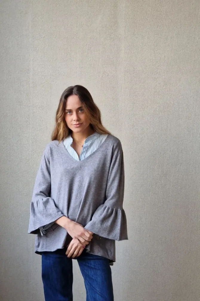 Jersey volante mangas gris