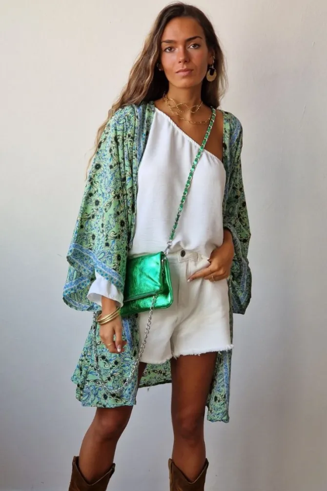 Kimono estampado color verde