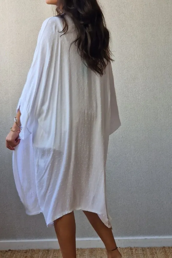 Kimono largo plumeti blanco