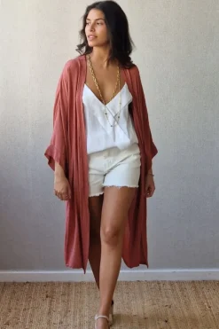 Kimono largo plumeti caldero