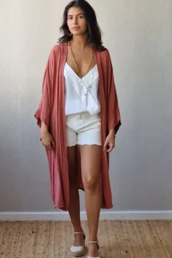 Kimono largo plumeti caldero
