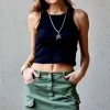Mini falda con tachas verde militar