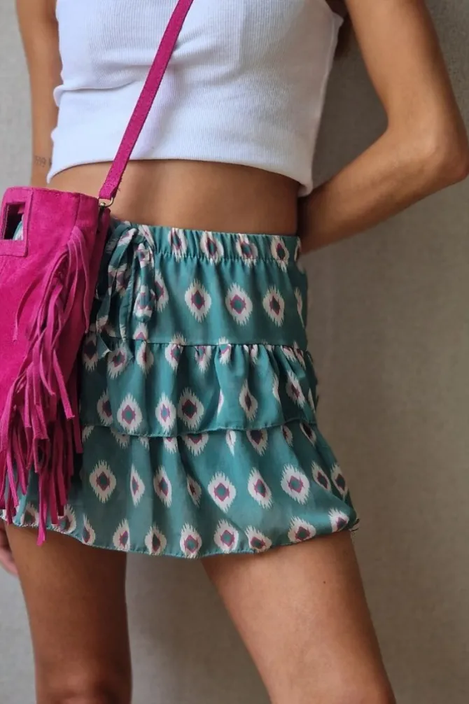 Minifalda pantalón ikat verde