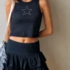 Minifalda pantalón negra con cintura de goma y volantes