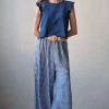 Pantalón con gomas de vichy azul marino