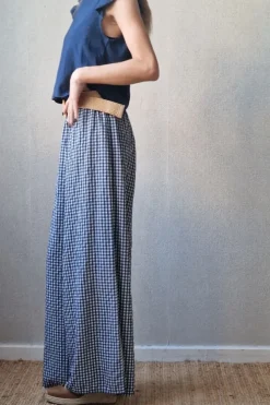 Pantalón con gomas de vichy azul marino
