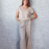 Pantalón con nudo liso de algodón TOPO