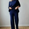 Pantalón culotte de punto azul marino