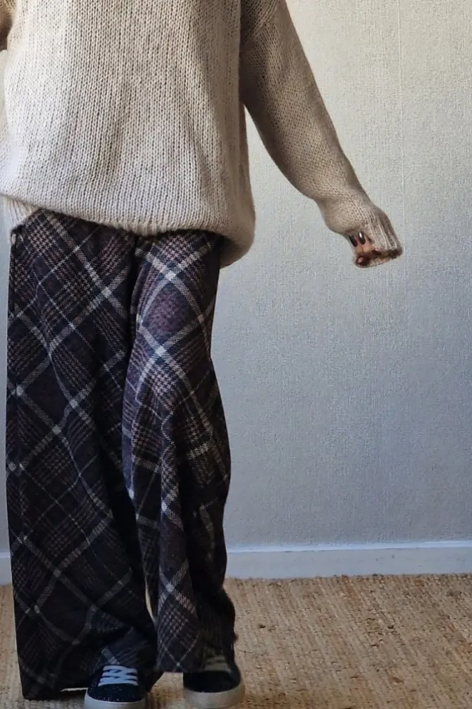 Pantalón de cuadros grandes negro