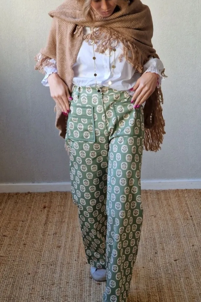 Pantalón de flores verde