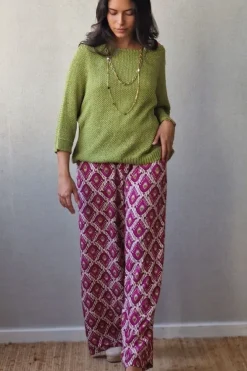 Pantalón estampado ikat buganvilla