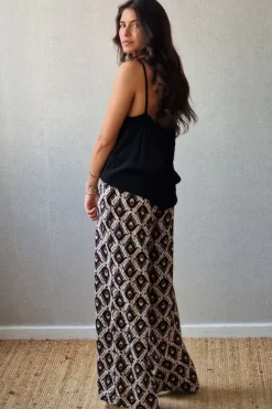 Pantalón estampado ikat negro